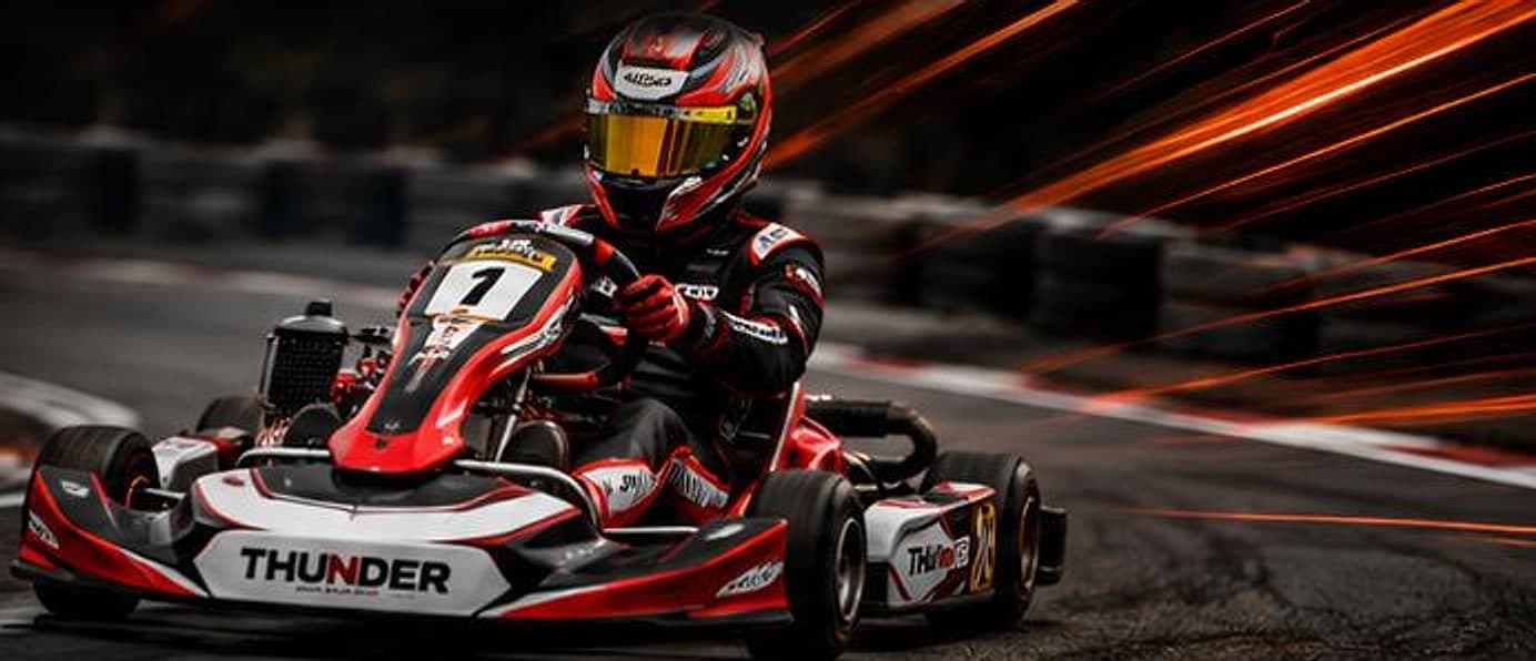 Kart Thunder em movimento na pista